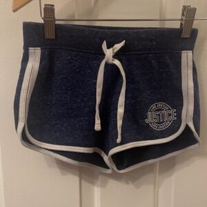 Justice Active Girls Navy Blue Heather Dolphin Shorts White Trim Size 8